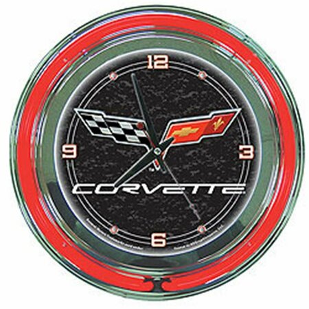 HOURGLASS Chevrolet Corvette C6 Neon Clock - Black - 14 Inch Diameter HO3693359